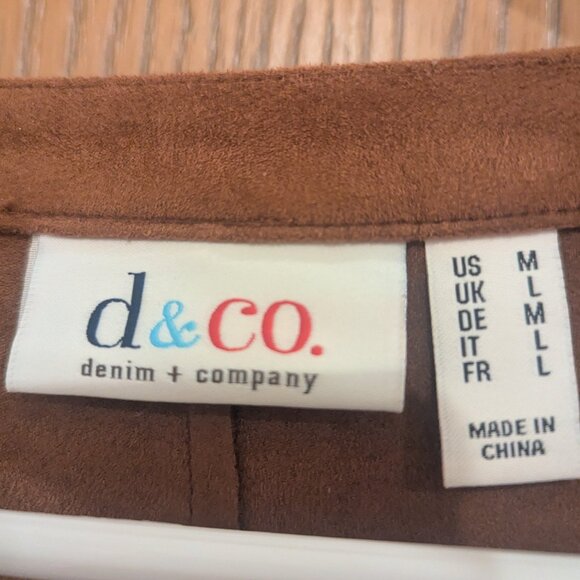 Denim and Company (D & Co) Faux Suede Brown Long Sleeve Shirt-Women's Medium - Picture 4 of 9